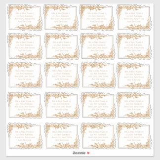 Elegante gouden bloemen blad adreslabels sticker