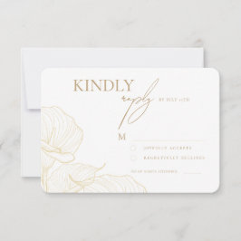 Elegante Gouden Bloemen Botanische Moderne Trouw  RSVP Kaartje