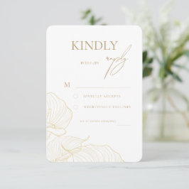 Elegante gouden bloemen botanische moderne trouw  RSVP kaartje