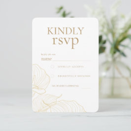 Elegante Gouden Bloemen Botanische Moderne Trouw  RSVP Kaartje