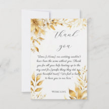 Elegante gouden bloemen bruiloft bedankkaart