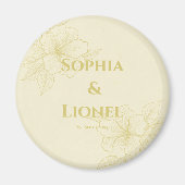 Elegante gouden bloemen bruiloft magneet (Voorkant)