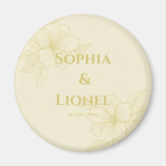 Elegante gouden bloemen bruiloft magneet (Voorkant)