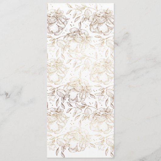 Elegante gouden bloemen bruiloft menu (Achterkant)