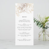 Elegante gouden bloemen bruiloft menu (Staand voorkant)