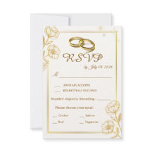 Elegante gouden bloemen bruiloft RSVP kaart