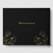 Elegante gouden bloemen bruiloft zwart gastenboek (Achterkant)