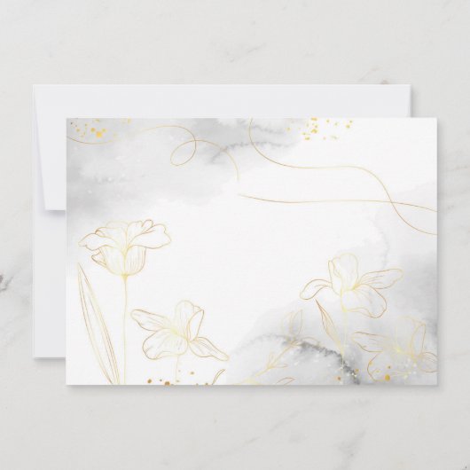 Elegante gouden bloemen foto begrafenis bedankkaart (Achterkant)