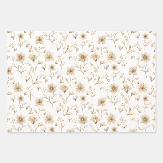  Elegante Gouden Bloemen Inpakpapier Vel (Voorkant 3)