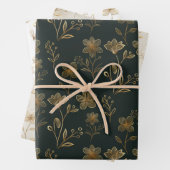  Elegante Gouden Bloemen Inpakpapier Vel (In situ)