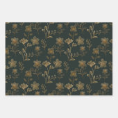 Elegante Gouden Bloemen Inpakpapier Vel (Voorkant)