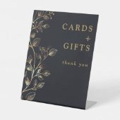 Elegante gouden bloemen Kaarten en cadeaus Reclamebord Met Voetstuk (Voorkant)