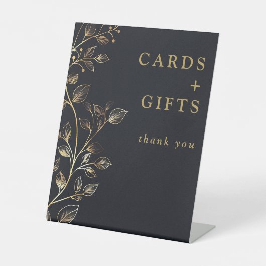 Elegante gouden bloemen Kaarten en cadeaus Reclamebord Met Voetstuk (Voorkant)