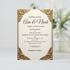 Elegante gouden bloemen Lijst huwelijksuitnodiging Kaart
