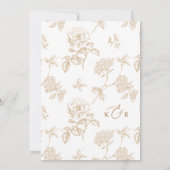 Elegante Gouden Bloemen Modern Script Wedding Kaart (Achterkant)