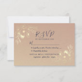 Elegante Gouden Bloemen Moderne Huwelijk RSVP Kaar (Voorkant)