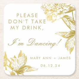 Elegante gouden bloemen "Neem mijn Drink niet" Kartonnen Onderzetters