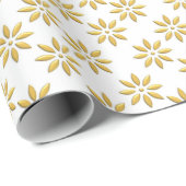 Elegante gouden bloemen patroon wit cadeaupapier (Rol Hoek)