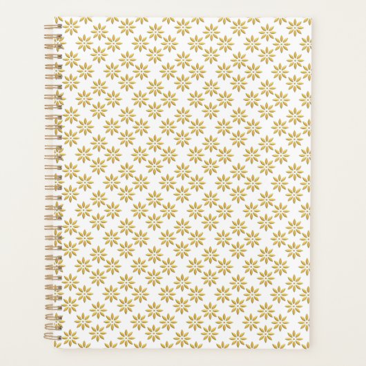 Elegante gouden bloemen patroon wit planner (Voorkant)