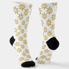 Elegante gouden bloemen patroon wit sokken