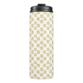Elegante gouden bloemen patroon wit thermosbeker