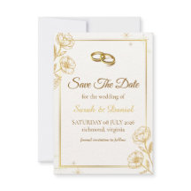 Elegante gouden bloemen save the date kaart