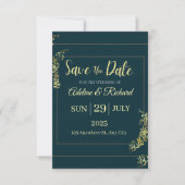 Elegante gouden bloemen save the date kaart (Voorkant)