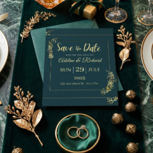 Elegante Gouden Bloemen Save The Date Kaart