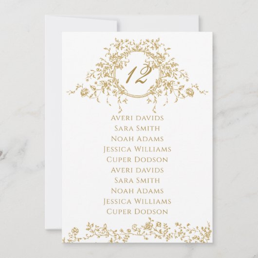 Elegante Gouden Bloemen Trouwstoel Grafiek (Voorkant)