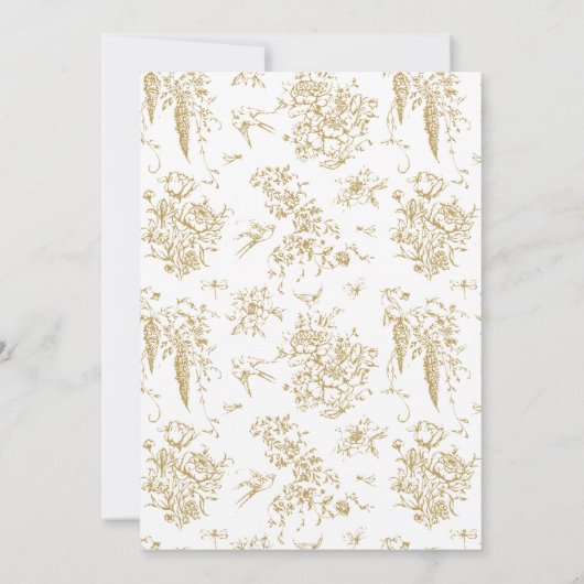 Elegante Gouden Bloemen Trouwstoel Grafiek (Achterkant)