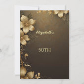 Elegante gouden bloemen Verjaardagsfeest Modern Kaart (Achterkant)