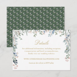 Elegante gouden bloemen Wildflowers Wedding Detail Informatiekaartje