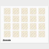 Elegante gouden bloemen witte botanische vierkante sticker (Vel)