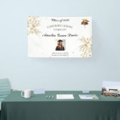 Elegante gouden bloemenbanner voor Afstuderen Spandoek (Beurs)