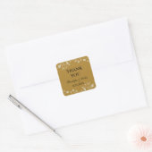 Elegante  gouden bloemenbruiloft dank u vierkante sticker (Envelop)