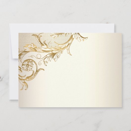 Elegante Gouden Bloemendamask Schrift Dames van Ee Kaart (Achterkant)
