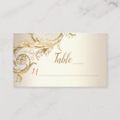 Elegante Gouden Bloemendamask Schrift Monogram Bru Plaatskaartje (Voorkant)