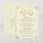 Elegante gouden bloemenframe Huwelijksrichtingsdet Kaart (Voorkant / Achterkant)