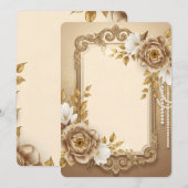 Elegante gouden bloemenframe met parelaccenten (Voorkant / Achterkant)