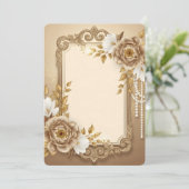Elegante gouden bloemenframe met parelaccenten (Staand voorkant)
