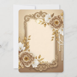 Elegante gouden bloemenframe met parelaccenten