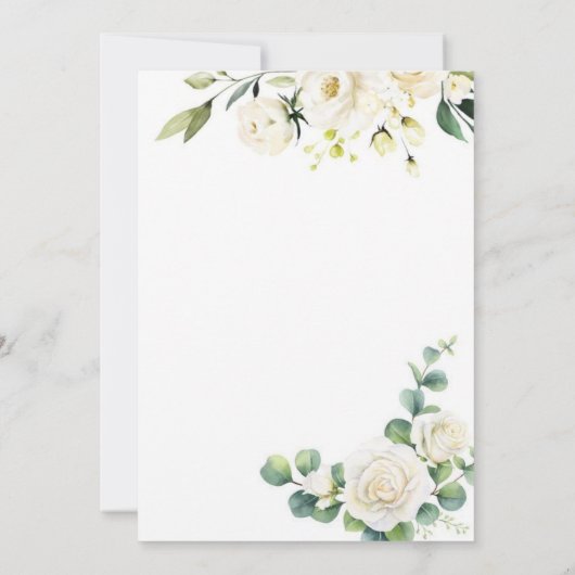 Elegante gouden bloemengroen bruiloft uitnodiging (Achterkant)