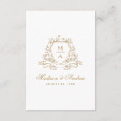 Elegante Gouden Bloemenkam Trouwdetails Informatiekaartje (Achterkant)