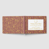 Elegante gouden bloemenkrans bruiloft gastenboek (Volledig)