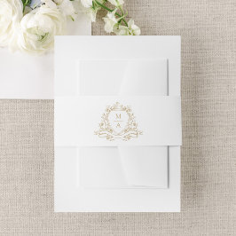 Elegante Gouden Bloemenkroon Monogram Bruiloft Uitnodigingen Wikkel