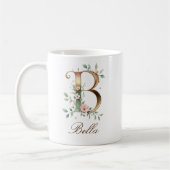 Elegante gouden bloemenletter B monogram mok (Links)