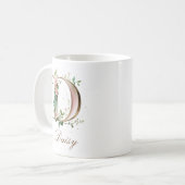 Elegante gouden bloemenletter D monogram mok (Voorkant links)