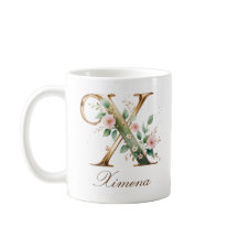 Elegante gouden bloemenletter X monogram beker