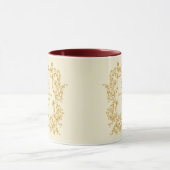 Elegante gouden bloemenmonogram bruiloft mok (Midden)