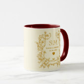 Elegante gouden bloemenmonogram bruiloft mok (Voorkant rechts)